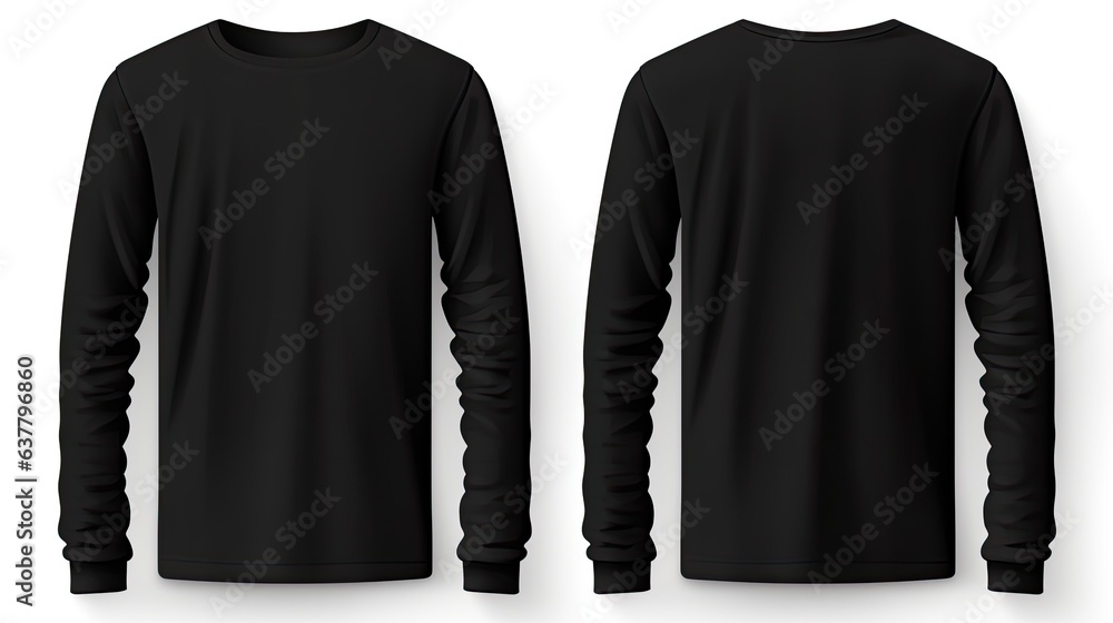 Poster isolated mockup of a black shirt template with front and back views presented for print design