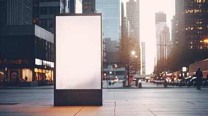 Mockup of a city center billboard with a blurred background and focus on the foreground for copy space