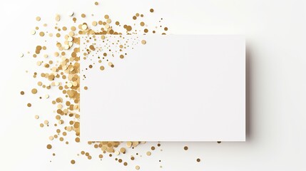 Blank white card with elegant gold elements on a white background suitable for invitations or business cards . Mockup image