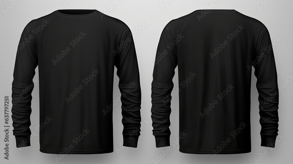 Poster isolated mockup of a black shirt template with front and back views presented for print design