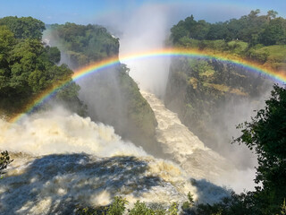 Victoria Falls Mosi-oa-Tunya waterfall view from Zimbabwe	