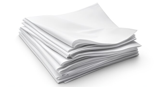 White paper sheets folded and isolated on white . Mockup image