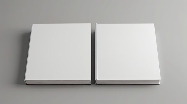 Two blank books with no illustrations ready for design Image placeholder available . Mockup image