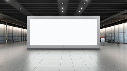 Empty indoor advertising board with white background for business concept . Mockup image