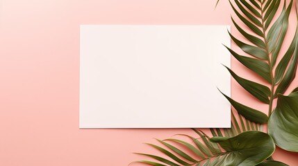 Fototapeta na wymiar Minimal brand template with blank mockup on pastel coral background Flat lay top view