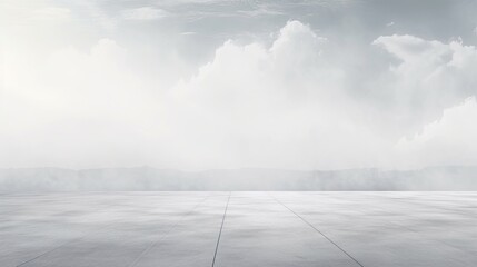 Concept for a landing page with abstract background concrete ground foggy clouds and mock up placement. Mockup image