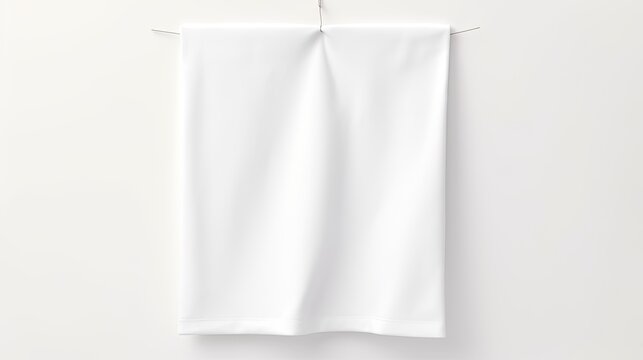 Clipped white fabric tag with space on white background. Mockup image