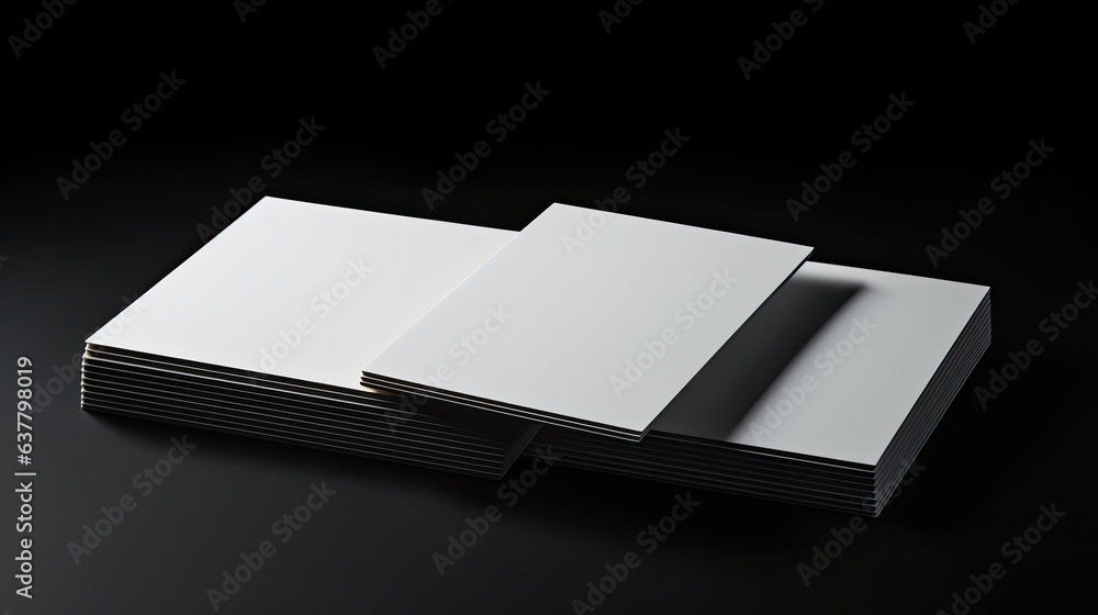 Poster Blank business cards with mockup on black background and space for text