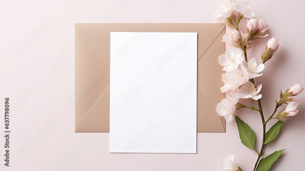 Aufkleber minimalist business brand template on blank card with lifestyle natural background and flat lay. moc