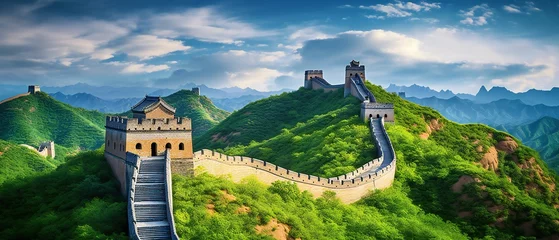 Tableaux ronds sur plexiglas Mur chinois The Great Wall of China Stretching over thousands of miles
