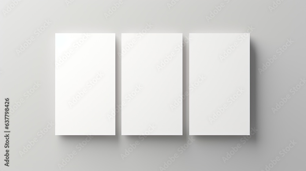 Poster minimal business brand template with grey background and copy space on blank paper sheet cards. mock