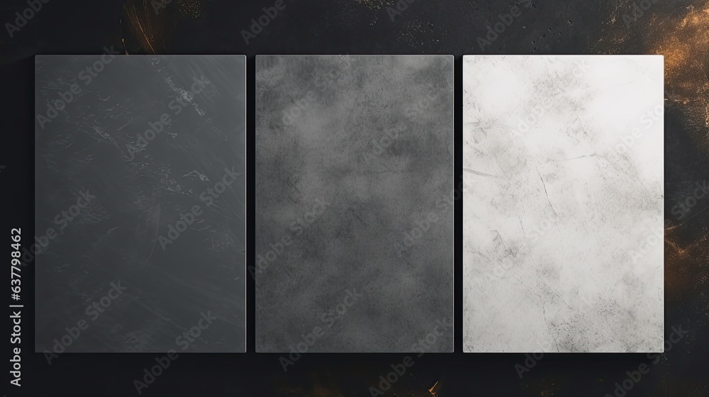 Aufkleber blank card with copy space on dark grey background with shadow silhouettes of dried grass stems and 