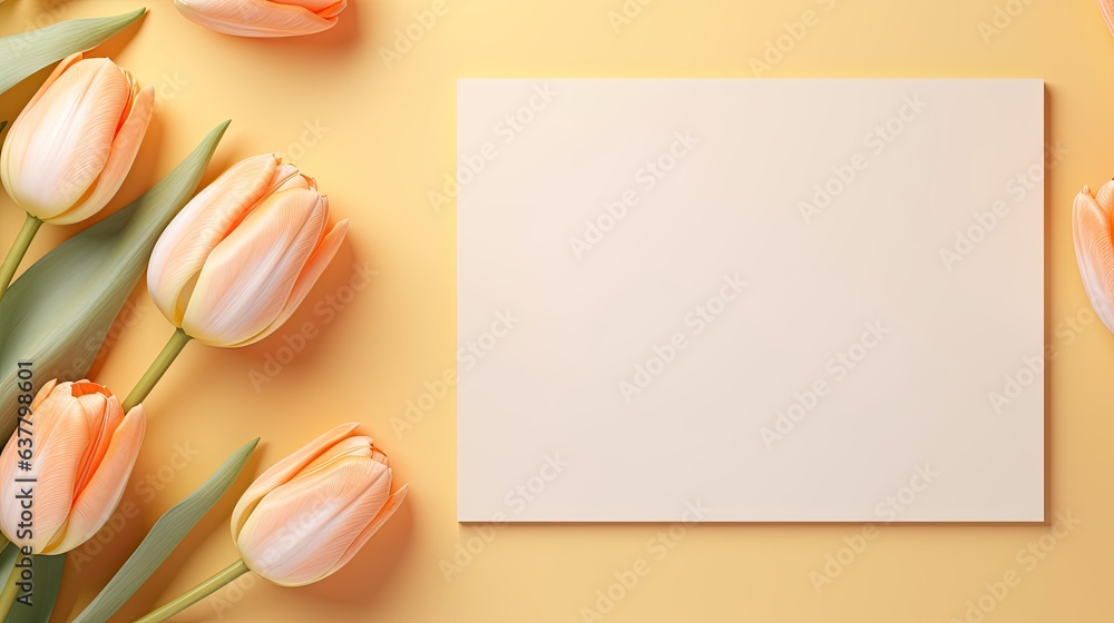 Poster template for aesthetic floral branding cards with flower background and copy space. mockup image