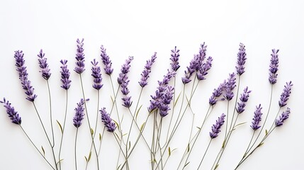 Mockup with white textured background and lavender design viewed from the top with open space - obrazy, fototapety, plakaty
