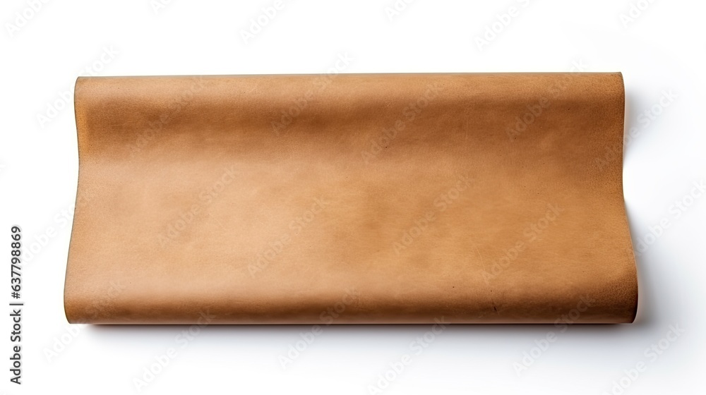 Poster close up of vintage burnt edges kraft paper antique blank cardboard scroll isolated on white backgro