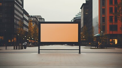 Selective focus on copy space of advertising billboard mockup in streets of Halmstad Sweden