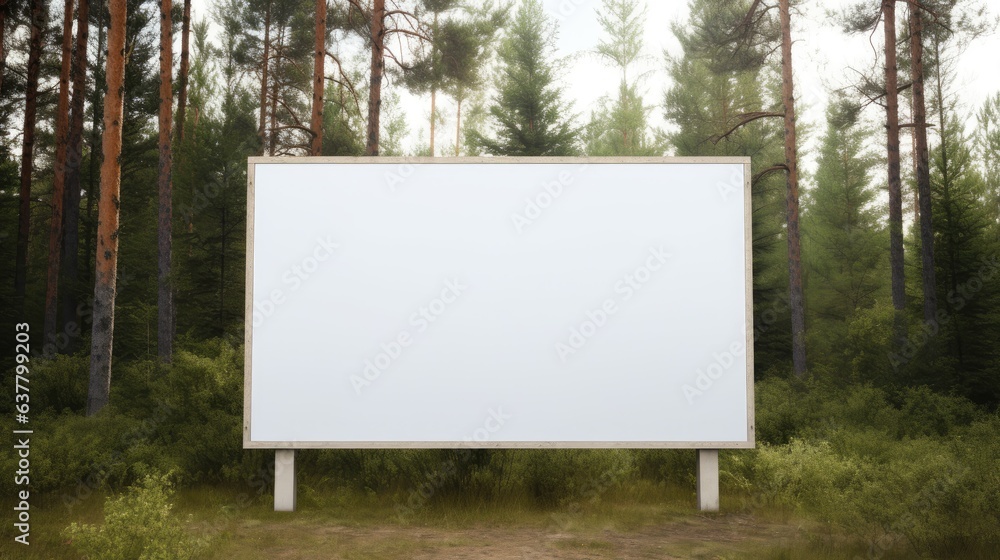 Fototapete pine trees with blank sign space for text. mockup image