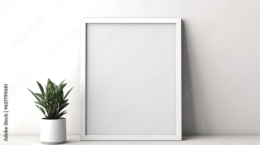 Aufkleber empty frame template on a wall for interior design. mockup image