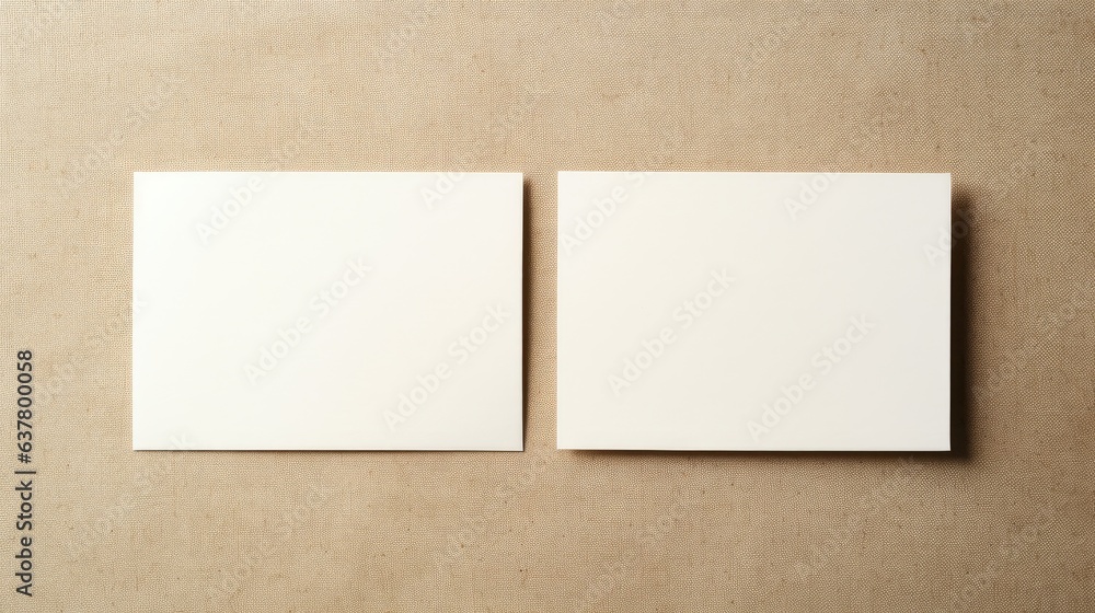 Aufkleber blank paper cards with mock up space on neutral background perfect for spring summer businesses. moc