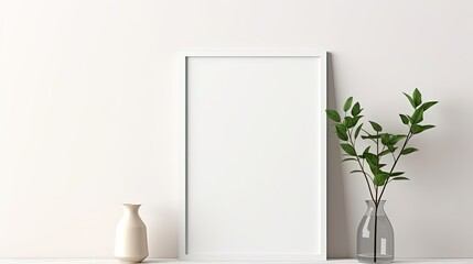 Empty frame template on a wall for interior design . Mockup image