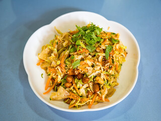 Spicy Sour Pork Skin with shredded cabbage.
