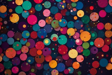 A vibrant collection of colorful circles against a striking black backdrop