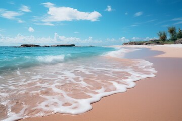 close up of waves on sandy beach