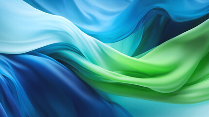 Elegant blue green background. Silk satin with soft wavy folds. Banner. Generative Ai content - Powered by Adobe