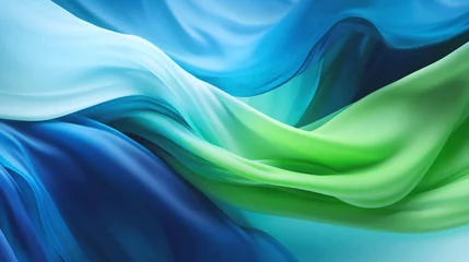 Poster Elegant blue green background. Silk satin with soft wavy folds. Banner. Generative Ai content © Nataliia