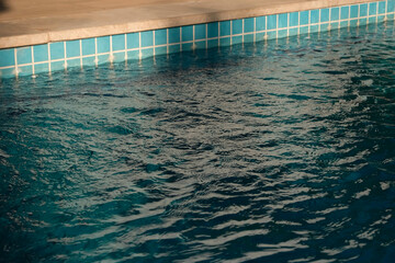 Blue Swimming Pool. Outdoor Swimming Pool