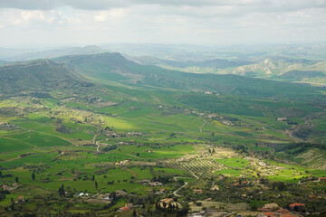 Fototapeta na wymiar A panorama of agriculture countryside around Enna, Sicily, Italy