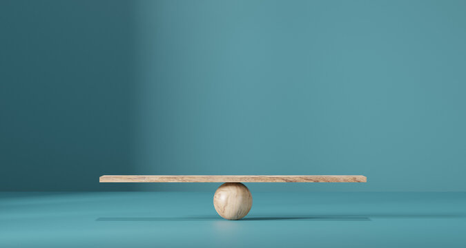 Wooden scales on a blue background.