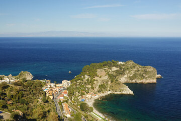 Obraz premium The panorama of the sea in Taormina, Sicily, Italy