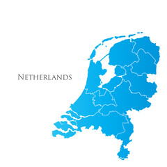 Map of Netherlands with separate districts 