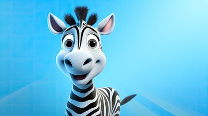 Cute 3D cartoon zebra character. - obrazy, fototapety, plakaty