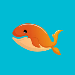 Fototapeta premium Animated vector logo of an orange whale on a blue background