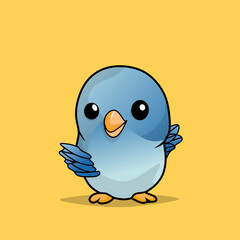 Animated bird vector logo in blue on a yellow background