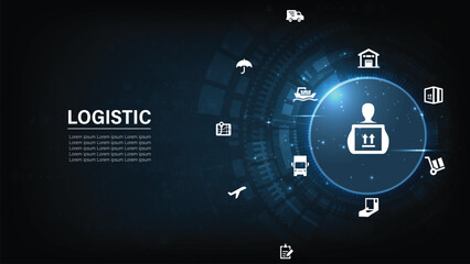 Logistic management concept. The complex process of planning, organizing and controlling resources to meet the needs of customers. The efficient flow and storage of goods, services.	
