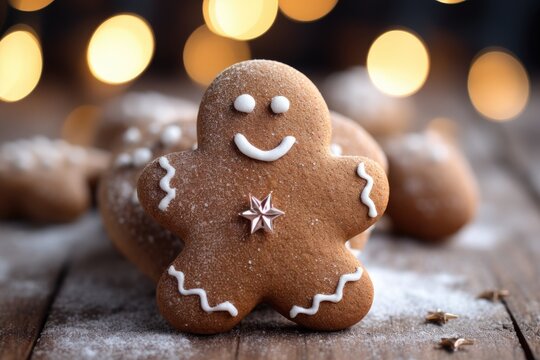 gingerbread - macro closeup of christmas cookies (Generative AI)