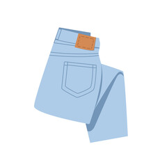 Fashion Women Jeans Isolated. Trousers from Blue Denim in Flat Style. Vector Illustration.