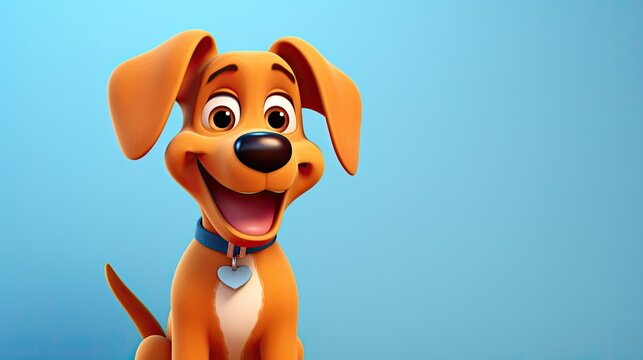 Cute 3D cartoon dog character.