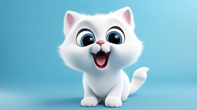 Cute 3D cartoon cat character.