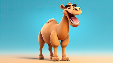 Cute 3D cartoon camel character.