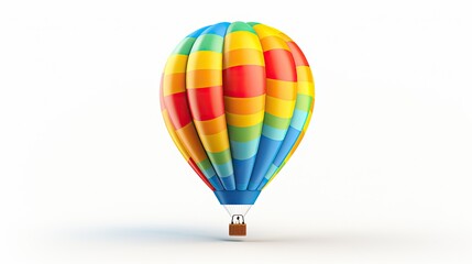3d illustration icon colorful air balloon isolated on white background