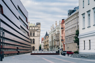 View of Pawel Wlodkowica Street from Freedom Square in Wroclaw