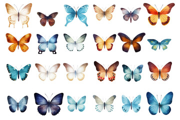 Fototapeta premium set of butterfly illustrations on clear background for print, wall art, tattoo, wallpaper, books, website, decoration