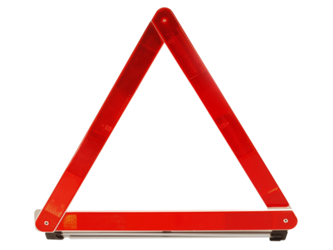 Warning Car Triangle Reflective on Transparent PNG Background