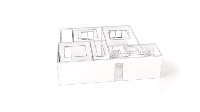White room drawing animation for architects 