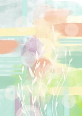 Abstract Watercolor Digital Poster Creating a Spring Mood. Vertical Textured Wallpaper for Printing, Artistic Decoration, Wall Arts, Printing on Fabrics, Bags, Shirts. 