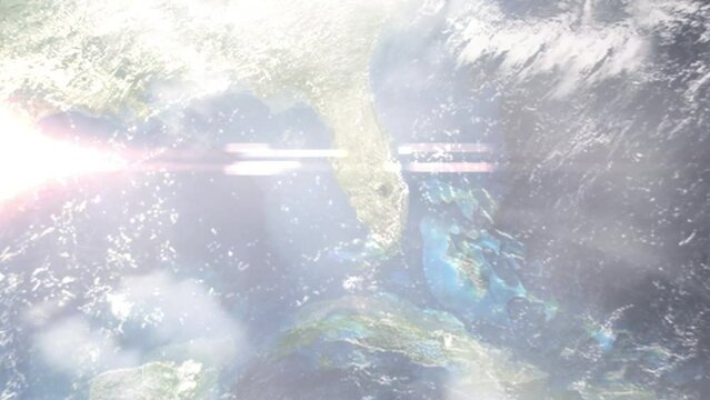 Zoom in from space and focus on Fort Myers, Florida, USA. 3D Animation. Background for travel intro. Elements of this image furnished by NASA